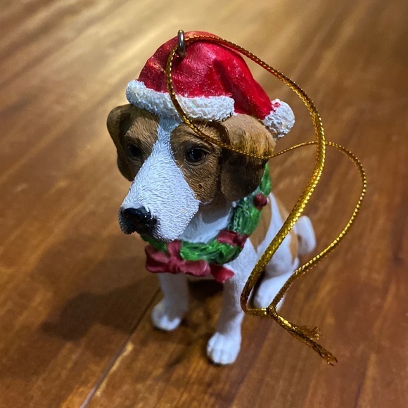 Adorable dog in a Santa hat Christmas‎ tree ornament - Picture 1 of 5